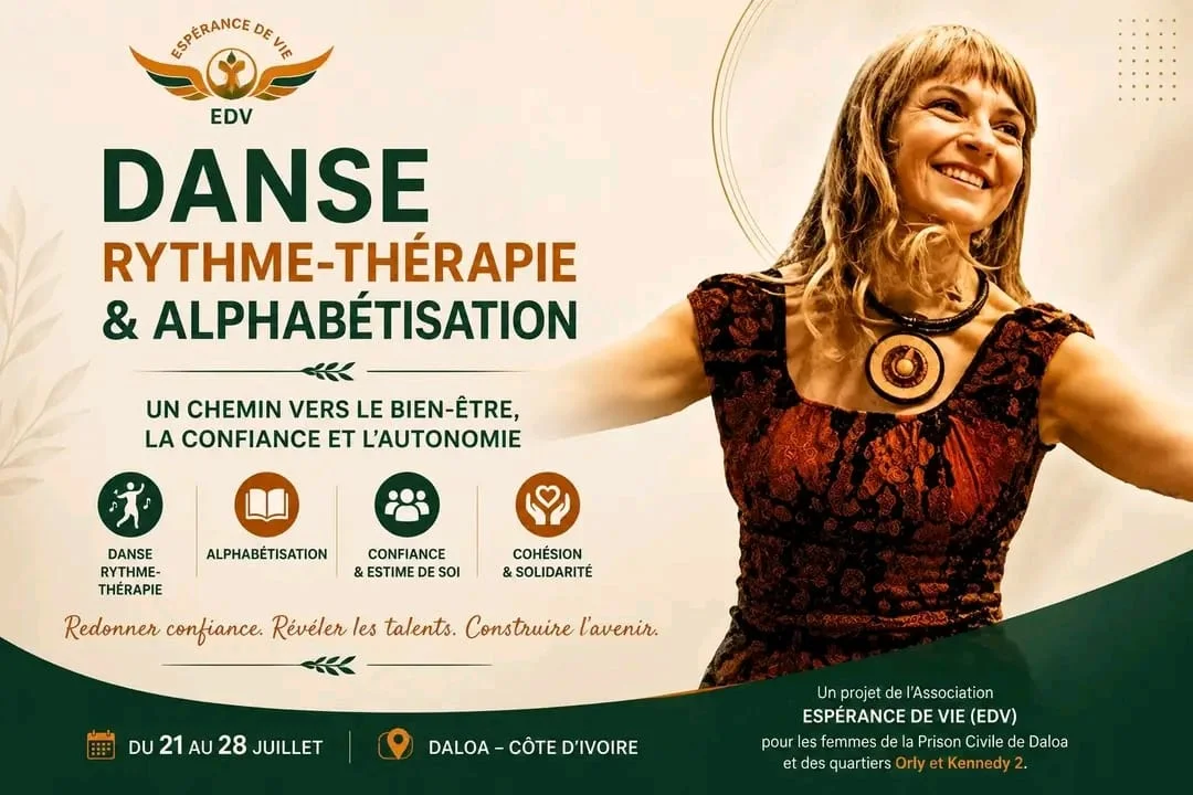 Affiche du projet Danse rythme-thérapie & Alphabétisation, Association Espérance de Vie, Daloa